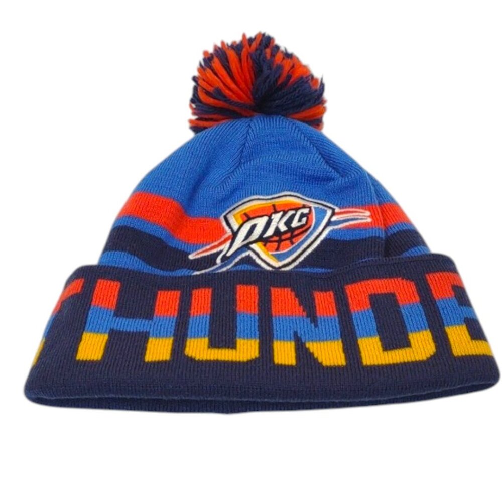 Mitchell & Ness NBA Oklahoma City OKC Thunder Pom Cuffed Knit Beanie